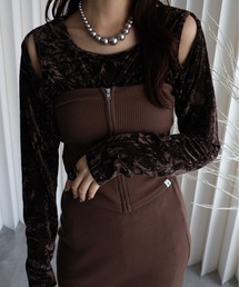 YENNA | クラッシュベロア肩あきTシャツ(Tシャツ/カットソー)