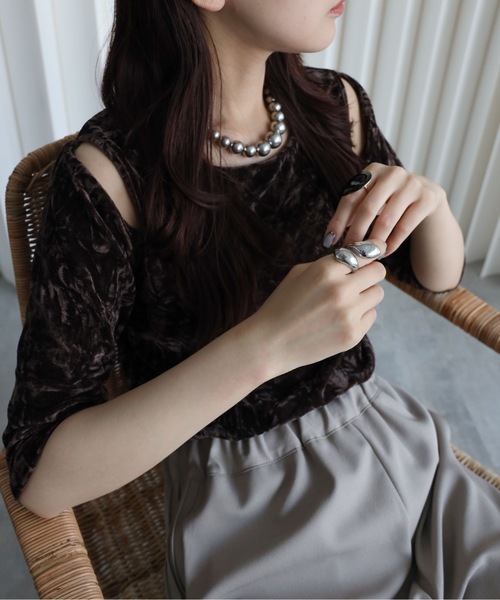 model：164cm. 着用サイズ：FREE. 袖丈：五分袖