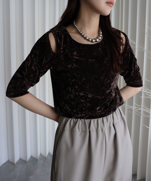 model：164cm. 着用サイズ：FREE. 袖丈：五分袖