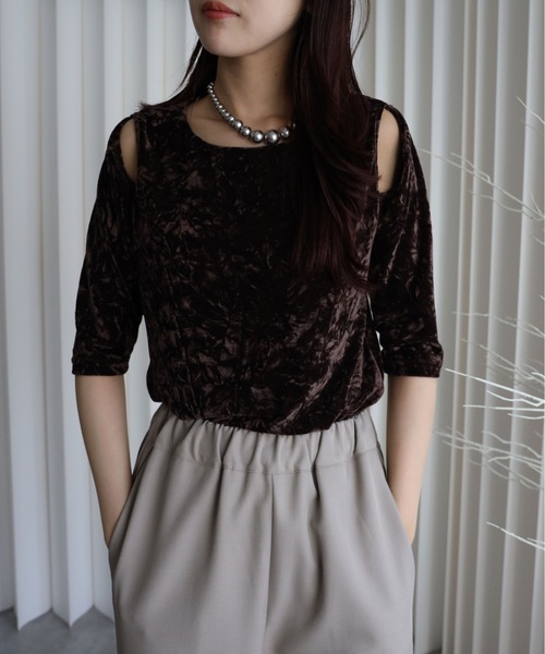 model：164cm. 着用サイズ：FREE. 袖丈：五分袖