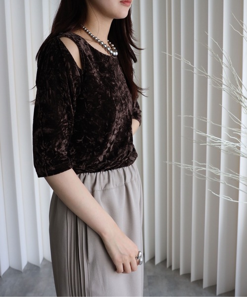 model：164cm. 着用サイズ：FREE. 袖丈：五分袖