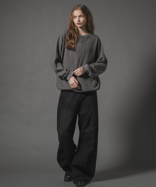 CIVVY.(シヴィ―)の「Henry Waffle Top - ヘンリーワッフルトップス -(Tシャツ/カットソー・メンズ・グリーン/チャコールグレー・LARGE/MEDIUM)」の18枚目の写真