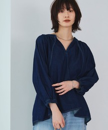 CROSS FUNCTION | 《撥水》FRESH DENIM デニムカフタンボリュームスリーブブラウス【CROSS FUNCTION/クロスファンクション】(シャツ/ブラウス)