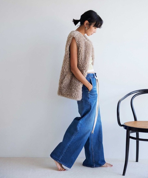 BAYFLOW（ベイフロー）の「【低身長サイズあり】ドロストイージーデニムパンツ / ストレッチデニム（デニムパンツ・レディース・サックスブルー/インディゴブルー・MEDIUM/SMALL/X-SMALL）」の11枚目の写真