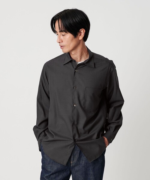 BEAUTY&YOUTH UNITED ARROWS（ビューティーアンドユースユナイテッドアローズ）の「尾州 TW レギュラー シャツ FORM TAPERD型  ウォッシャブル MADE IN JAPAN（シャツ/ブラウス・メンズ・ダークグレー/オリーブ・M/S/L/XL）」の7枚目の写真