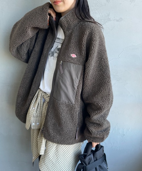 DANTON（ダントン）の「[DANTON/ダントン] スタンドカラー インサレーションボアフリースジャケット（ブルゾン・レディース・ブラック/アイボリー/ベージュ/グレー・M/L/S）」の3枚目の写真