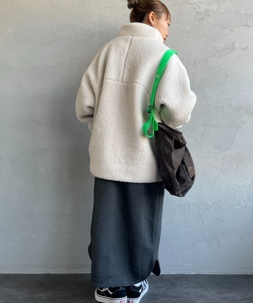 DANTON（ダントン）の「[DANTON/ダントン] スタンドカラー インサレーションボアフリースジャケット（ブルゾン・レディース・ブラック/アイボリー/ベージュ/グレー・M/L/S）」の6枚目の写真