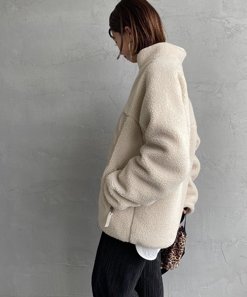 DANTON（ダントン）の「[DANTON/ダントン] スタンドカラー インサレーションボアフリースジャケット（ブルゾン・レディース・ブラック/アイボリー/ベージュ/グレー・M/L/S）」の10枚目の写真