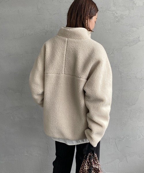 DANTON（ダントン）の「[DANTON/ダントン] スタンドカラー インサレーションボアフリースジャケット（ブルゾン・レディース・ブラック/アイボリー/ベージュ/グレー・M/L/S）」の11枚目の写真