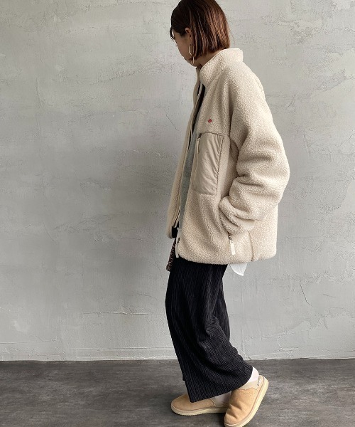 DANTON（ダントン）の「[DANTON/ダントン] スタンドカラー インサレーションボアフリースジャケット（ブルゾン・レディース・ブラック/アイボリー/ベージュ/グレー・M/L/S）」の13枚目の写真