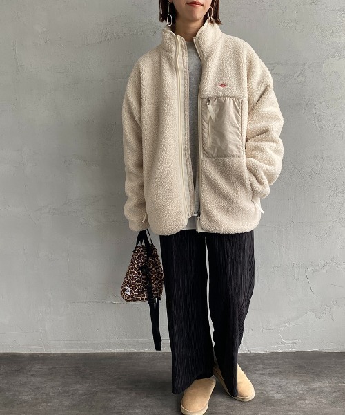 DANTON（ダントン）の「[DANTON/ダントン] スタンドカラー インサレーションボアフリースジャケット（ブルゾン・レディース・ブラック/アイボリー/ベージュ/グレー・M/L/S）」の12枚目の写真