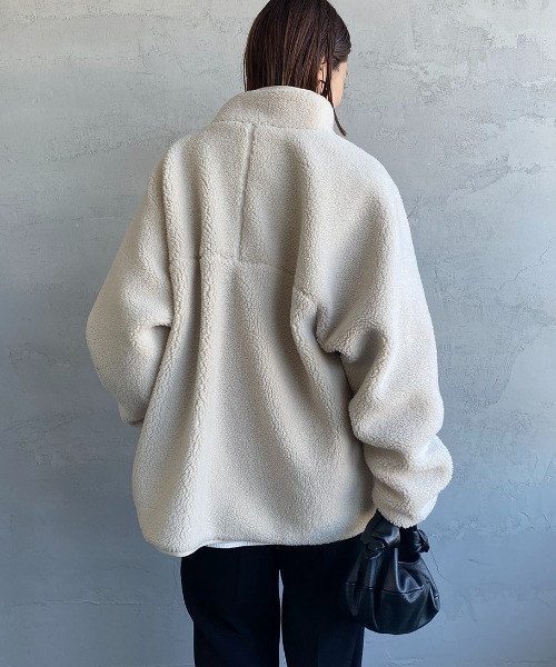 DANTON（ダントン）の「[DANTON/ダントン] スタンドカラー インサレーションボアフリースジャケット（ブルゾン・レディース・ブラック/アイボリー/ベージュ/グレー・M/L/S）」の17枚目の写真