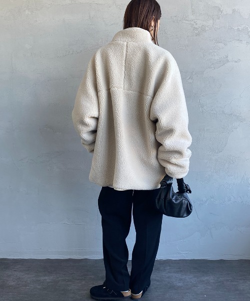 DANTON（ダントン）の「[DANTON/ダントン] スタンドカラー インサレーションボアフリースジャケット（ブルゾン・レディース・ブラック/アイボリー/ベージュ/グレー・M/L/S）」の20枚目の写真