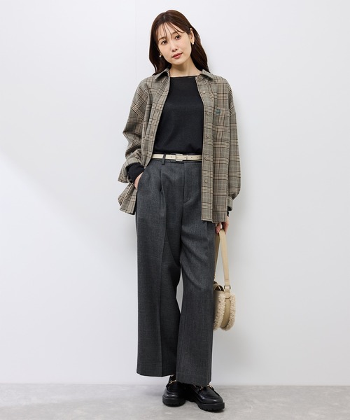 ROPE' PICNIC（ロペピクニック）の「スリートーンツイードワイドパンツ/セットアップ対応（スラックス・レディース・チャコールグレー/ダークブラウン・S/M/L）」の3枚目の写真