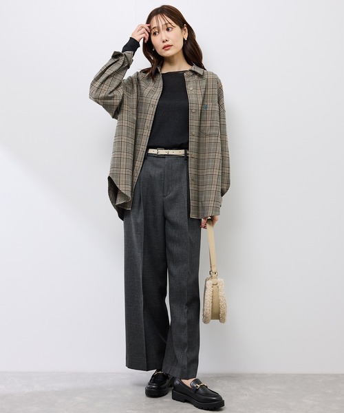 ROPE' PICNIC（ロペピクニック）の「スリートーンツイードワイドパンツ/セットアップ対応（スラックス・レディース・チャコールグレー/ダークブラウン・S/M/L）」の4枚目の写真