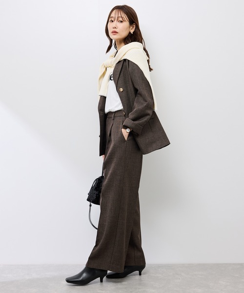 ROPE' PICNIC（ロペピクニック）の「スリートーンツイードワイドパンツ/セットアップ対応（スラックス・レディース・チャコールグレー/ダークブラウン・S/M/L）」の13枚目の写真