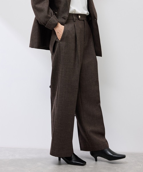 ROPE' PICNIC（ロペピクニック）の「スリートーンツイードワイドパンツ/セットアップ対応（スラックス・レディース・チャコールグレー/ダークブラウン・S/M/L）」の16枚目の写真