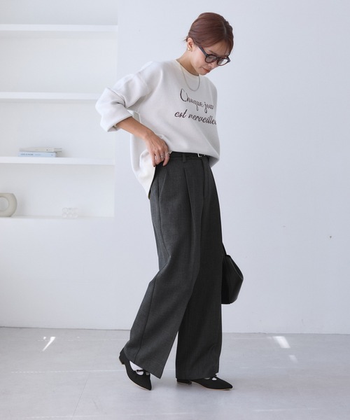 セール】スリートーンツイードワイドパンツ/セットアップ対応