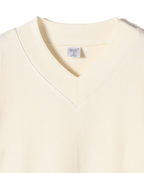 gicipi(ジチピ)の「gicipi:Vネック リブ付き ロング スリーブ ミラノリブ ニットソー (GIRAFFA)(Tシャツ/カットソー・レディース・オフホワイト/ブラック・ONE SIZE)」の5枚目の写真