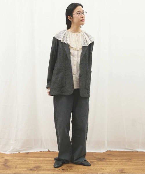 fig Ｌondon（フィグロンドン）の「_Minmin blouse（シャツ/ブラウス・レディース・ブラック/アイボリー・FREE）」の11枚目の写真