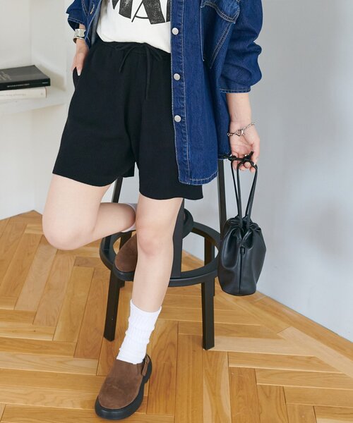 DISCOAT(ディスコート)の「ニットショートパンツ(その他パンツ・レディース・ブラック/グレー・FREE)」の7枚目の写真