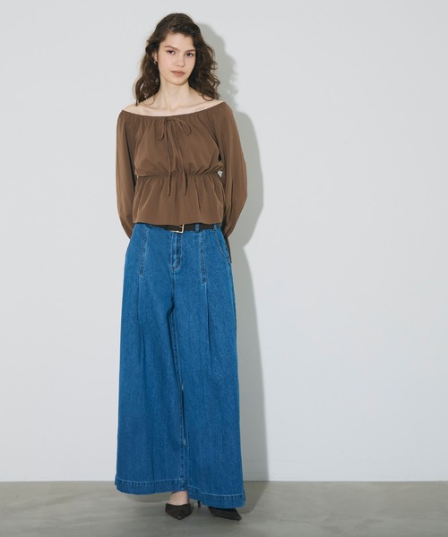 coca(coca)(コカ)の「2wayオフショルダーブラウス(シャツ/ブラウス・レディース・ブラウン/ホワイト・L/M)」の6枚目の写真