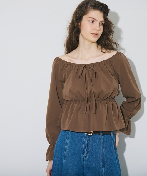 coca(coca)(コカ)の「2wayオフショルダーブラウス(シャツ/ブラウス・レディース・ブラウン/ホワイト・L/M)」の8枚目の写真