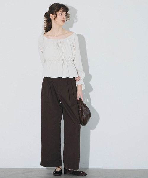 coca(coca)(コカ)の「2wayオフショルダーブラウス(シャツ/ブラウス・レディース・ブラウン/ホワイト・L/M)」の10枚目の写真
