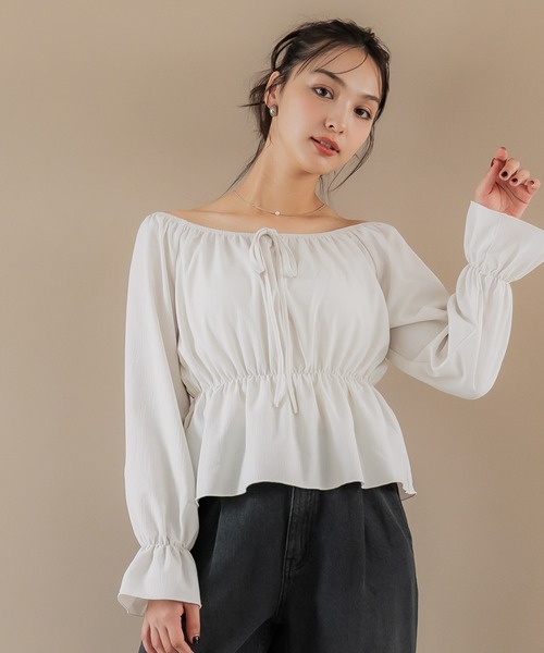 coca(coca)(コカ)の「2wayオフショルダーブラウス(シャツ/ブラウス・レディース・ブラウン/ホワイト・L/M)」の13枚目の写真