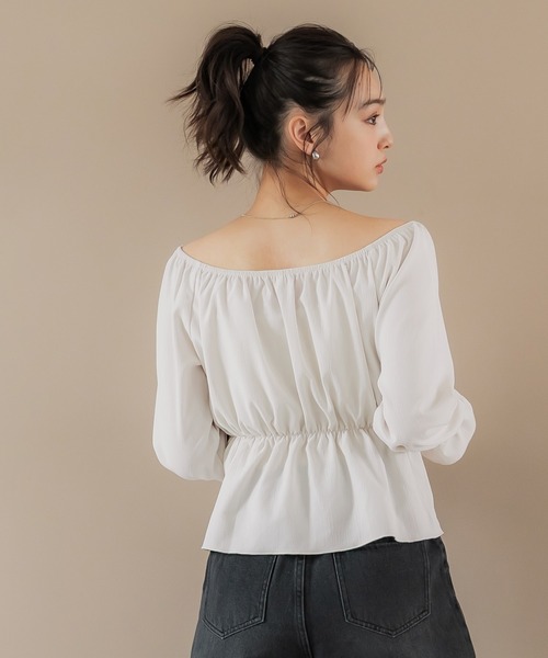 coca(coca)(コカ)の「2wayオフショルダーブラウス(シャツ/ブラウス・レディース・ブラウン/ホワイト・L/M)」の15枚目の写真