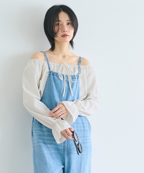 coca(coca)(コカ)の「2wayオフショルダーブラウス(シャツ/ブラウス・レディース・ブラウン/ホワイト・L/M)」の19枚目の写真