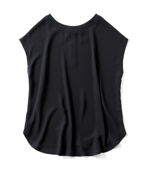 IEDIT(イディット)の「IEDIT キレイ見えしてお役立ち 2ーWAYジョーゼットTトップス(Tシャツ/カットソー・レディース・ブラック/オフホワイト/ブルー・M/LL/S/L/3L/4L)」の12枚目の写真