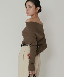 KINO THE KEI（キノザケイ）の「シアー リブ オフショル ニット KINO THE KEI（ニット/セーター）」