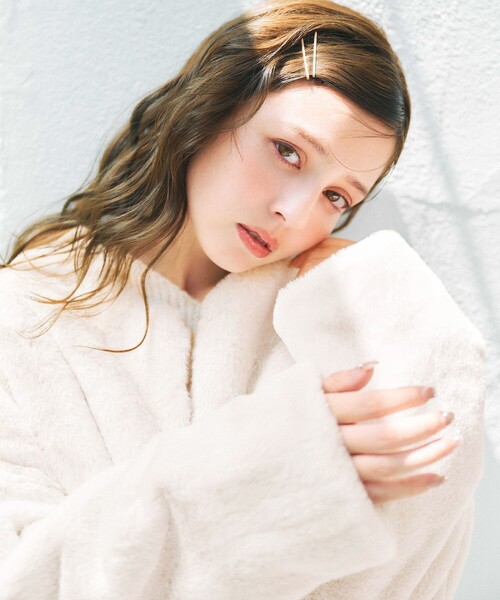 Feroux(フェルゥ)の「フェイクファー ジャケット(ムートンコート・レディース・ピンク系/ダークブラウン系/アイボリー系・F)」の7枚目の写真