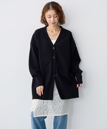 anyfee（エニフィー）の「【anyfee/大きいサイズ】スウェットライクVネックニットカーディガン（カーディガン/ボレロ）」