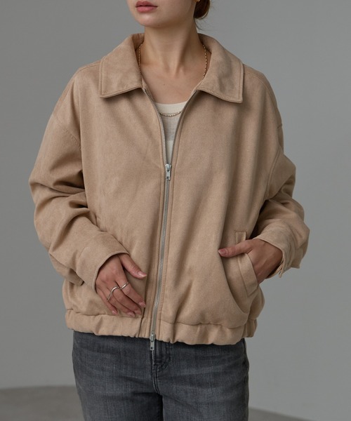 r.（アールドット）の「スウェードライク Wジップブルゾン（ブルゾン・レディース・ブラウン/ベージュ/グレイッシュベージュ・FREE）」の11枚目の写真