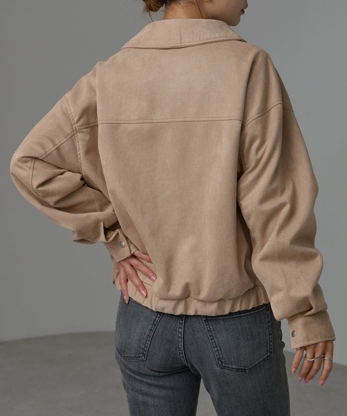 r.（アールドット）の「スウェードライク Wジップブルゾン（ブルゾン・レディース・ブラウン/ベージュ/グレイッシュベージュ・FREE）」の8枚目の写真