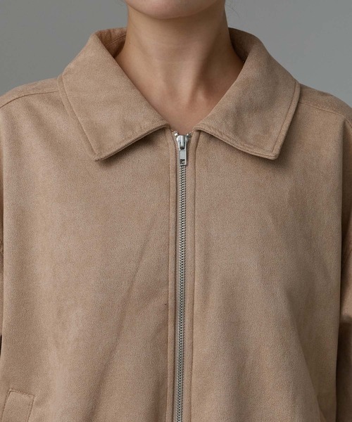 r.（アールドット）の「スウェードライク Wジップブルゾン（ブルゾン・レディース・ブラウン/ベージュ/グレイッシュベージュ・FREE）」の7枚目の写真