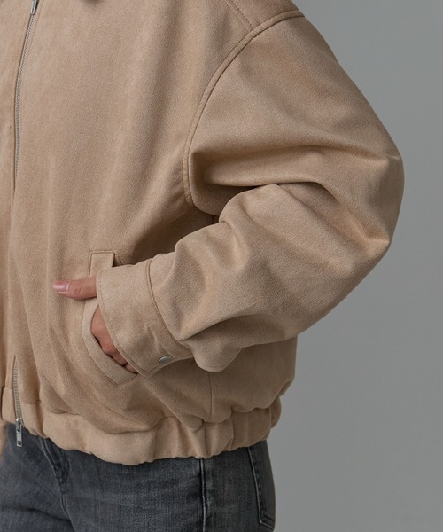 r.（アールドット）の「スウェードライク Wジップブルゾン（ブルゾン・レディース・ブラウン/ベージュ/グレイッシュベージュ・FREE）」の6枚目の写真