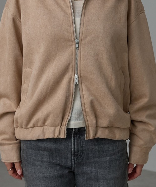 r.（アールドット）の「スウェードライク Wジップブルゾン（ブルゾン・レディース・ブラウン/ベージュ/グレイッシュベージュ・FREE）」の5枚目の写真