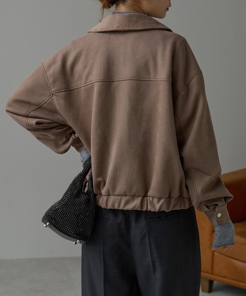 r.（アールドット）の「スウェードライク Wジップブルゾン（ブルゾン・レディース・ブラウン/ベージュ/グレイッシュベージュ・FREE）」の22枚目の写真