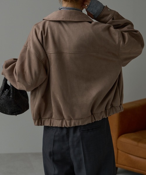 r.（アールドット）の「スウェードライク Wジップブルゾン（ブルゾン・レディース・ブラウン/ベージュ/グレイッシュベージュ・FREE）」の21枚目の写真