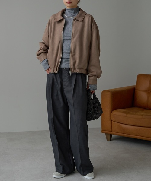 r.（アールドット）の「スウェードライク Wジップブルゾン（ブルゾン・レディース・ブラウン/ベージュ/グレイッシュベージュ・FREE）」の19枚目の写真