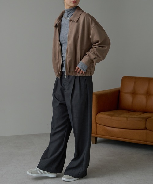 r.（アールドット）の「スウェードライク Wジップブルゾン（ブルゾン・レディース・ブラウン/ベージュ/グレイッシュベージュ・FREE）」の17枚目の写真