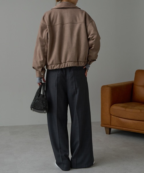 r.（アールドット）の「スウェードライク Wジップブルゾン（ブルゾン・レディース・ブラウン/ベージュ/グレイッシュベージュ・FREE）」の16枚目の写真