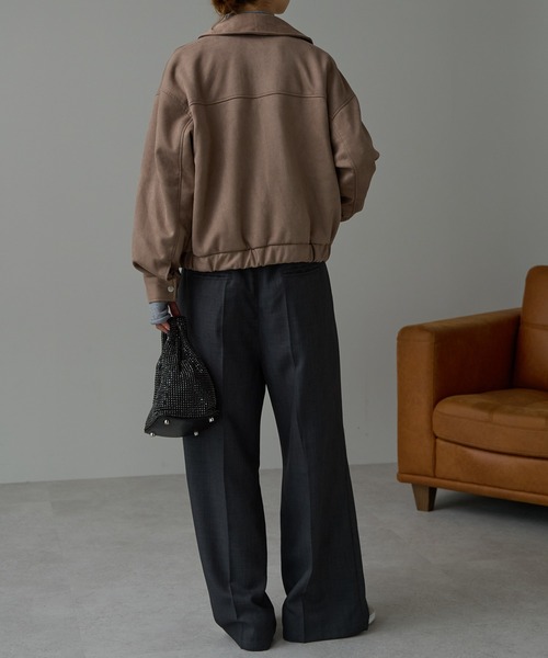 r.（アールドット）の「スウェードライク Wジップブルゾン（ブルゾン・レディース・ブラウン/ベージュ/グレイッシュベージュ・FREE）」の15枚目の写真