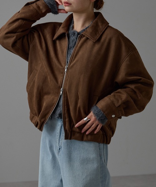 r.（アールドット）の「スウェードライク Wジップブルゾン（ブルゾン・レディース・ブラウン/ベージュ/グレイッシュベージュ・FREE）」の13枚目の写真