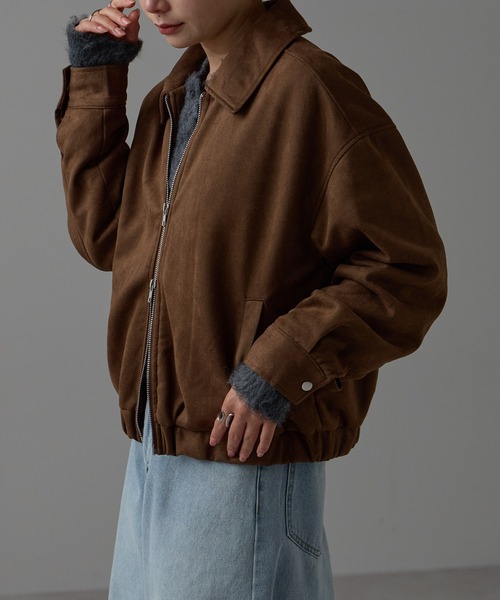 r.（アールドット）の「スウェードライク Wジップブルゾン（ブルゾン・レディース・ブラウン/ベージュ/グレイッシュベージュ・FREE）」の12枚目の写真