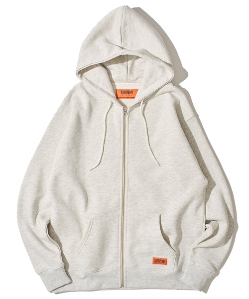 UNIVERSAL OVERALL(ユニバーサルオーバーオール)の「【UNIVERSAL OVERALL】T/C SWEAT ZIP HOODIE / 裏起毛スウェットジップアップパーカー(パーカー・メンズ・オートミール/ネイビー/オレンジ/グレー/ブラック/ホワイト・MEDIUM/LARGE/X-LARGE)」の4枚目の写真