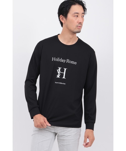 HIGH STREET（ハイストリート）の「HﾛｺﾞﾌﾟﾘﾝﾄｸﾙｰﾈｯｸﾅｶﾞｿﾃﾞTCS（Tシャツ/カットソー・メンズ・ホワイト/ブラック・MEDIUM/LARGE/LL）」の2枚目の写真